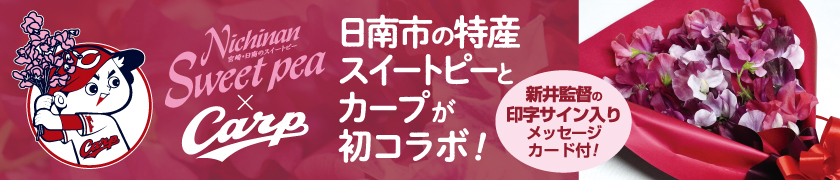 カープ×日南スイートピーの花束