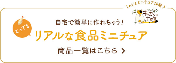 自宅で簡単に作れちゃう！とってもリアルな食品ミニチュア 商品一覧はこちら
