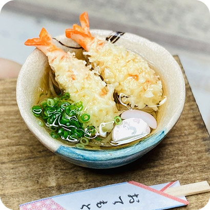 【キンカンの工作室】　ミニチュアキット　天ぷら蕎麦