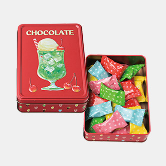 メリーチョコレート はじけるキャンディーチョコレート。アソートメント缶（21個入）