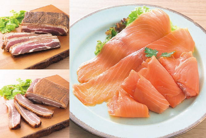 スモークサーモンとベーコン・パンチェッタの詰合せ