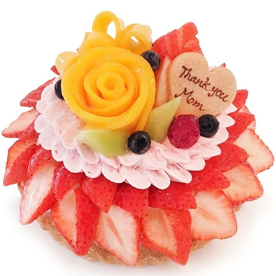 【カフェコムサ】母の日限定～マンゴーローズといちごの花束のケーキ 12cm