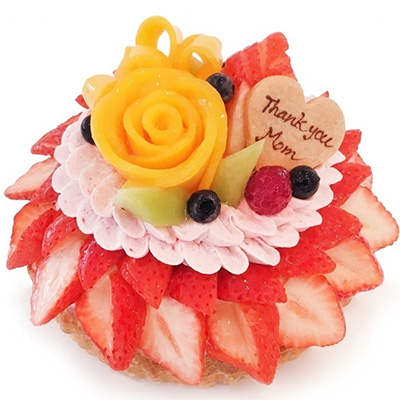【カフェコムサ】母の日限定～マンゴーローズといちごの花束のケーキ 15cm