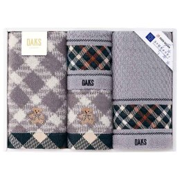 DAKS ブラックハウスチェックベア フェイスタオルセット