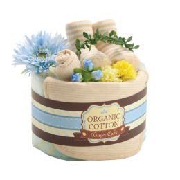 オーガニック おむつケーキ1段 ブルー〈日本製〉