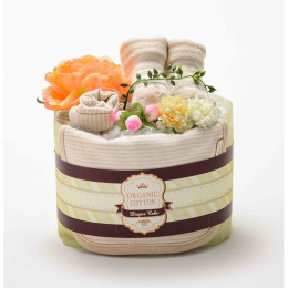 オーガニック おむつケーキ1段 イエロー〈日本製〉