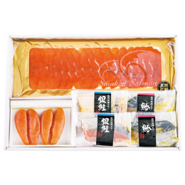 スモークサーモン・西京味噌漬・福さ屋 明太子詰合せ〈SMM50〉