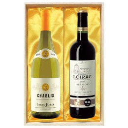 フランス ブルゴーニュ＆ボルドー金賞受賞 紅白ワインセット（木箱入）〈FZ-100D〉