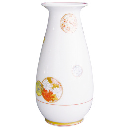 【深川製磁】寿赤絵 107花生