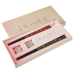 【ぬりもん】若狭塗箸 桜華ペア 箸置付