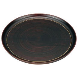 山中塗 丸盆 木地呂金線