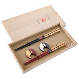 若狭塗箸 瑞雲ペア 箸置付