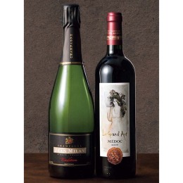 ヴィノスやまざき シャンパーニュ＆ボルドー銘醸産地を愉しむ贅沢2本セット〈V-FUKU80〉