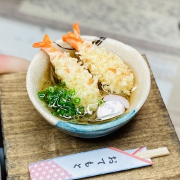 【キンカンの工作室】ミニチュアキット　天ぷら蕎麦