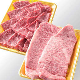 広島県産　広島牛ロースステーキ・バラカルビ焼肉用セット《ロース450ｇ（2枚）・バラ焼肉用400ｇ》