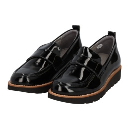 【…AshiOtO】軽量ローファーシューズ ブラックエナメル