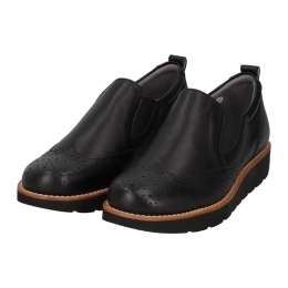 【…AshiOtO】軽量メダリオンスリッポンシューズ ブラック