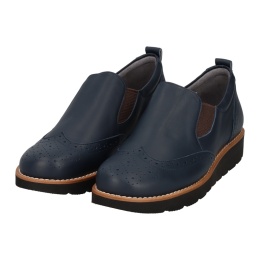 【…AshiOtO】軽量メダリオンスリッポンシューズ ネイビー