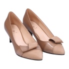 【eizo】エイゾー素材コンビポインテッドパンプス ベージュ