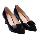 【eizo】エイゾー素材コンビポインテッドパンプス ブラック