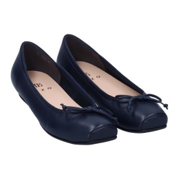 【eizo】エイゾーリボン付きウェッジバレエパンプス ネイビー