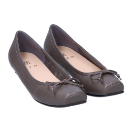 【eizo】エイゾーリボン付きウェッジバレエパンプス グレー