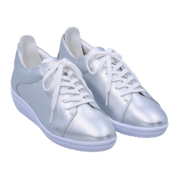 【eizo】バックファスナー付きレースアップ柔らか軽量スニーカー シルバー