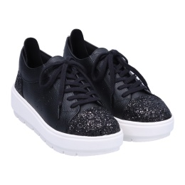 【eizo】バックファスナー付きレースアップ厚底軽量スニーカー ブラック