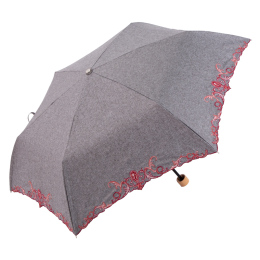 【シノワズリーモダン】ジュエル刺繍コンパクトミニ折りたたみ晴雨兼用日傘