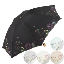 【シノワズリーモダン】ボタニカル刺繍ミニ折りたたみ晴雨兼用日傘