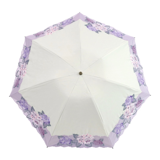 高級傘　紫陽花刺繍ミニ折りたたみ日傘　紫陽花　雨晴兼用　UVカット率100％ シノワズリーモダン】紫陽花刺繍ミニ折りたたみ晴雨兼用日傘 - 福屋