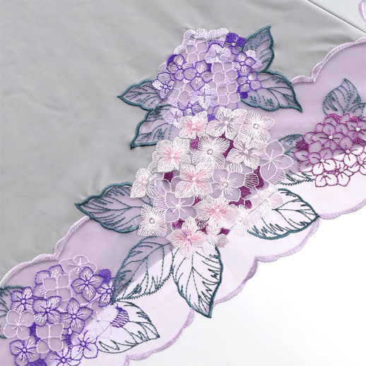 シノワズリーモダン】紫陽花刺繍ミニ折りたたみ晴雨兼用日傘 - 福屋