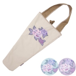 【ツインプロテクト】「繍画・アートトート」紫陽花刺繍防撥水フラワーバッグ
