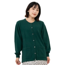 【カシミヤ】丸首カーディガン