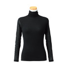 【天使の綿シフォン】ハイネック長袖（１重袖）ブラック