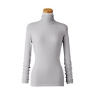 【天使の綿シフォン】ハイネック長袖（１重袖）Ｓグレー