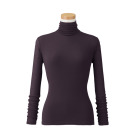 【天使の綿シフォン】ハイネック長袖（１重袖）ブラックオパール