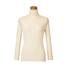 【天使の綿シフォン】ハイネック長袖（１重袖）アイボリー