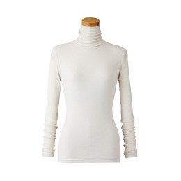 【天使の綿シフォン】ハイネック長袖（１重袖）シャンパーニュ