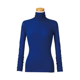 【天使の綿シフォン】ハイネック長袖（１重袖）ブルーオーシャン