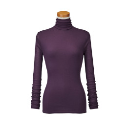 【天使の綿シフォン】ハイネック長袖（２重袖）パープルジェイド