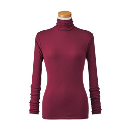 【天使の綿シフォン】ハイネック長袖（２重袖）バーガンディ