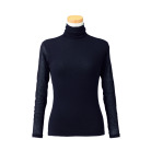 【天使の綿シフォン】ハイネック長袖（２重袖）ダークネイビー