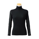 【天使の綿シフォン】ハイネック長袖（1重袖）ブラック