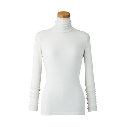 【天使の綿シフォン】ハイネック長袖（1重袖）ミルク