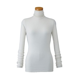 【天使の綿シフォン】ハイネック長袖（1重袖）プラチナグレー