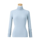 【天使の綿シフォン】ハイネック長袖（1重袖）アイスブルー