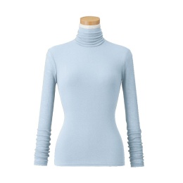 【天使の綿シフォン】ハイネック長袖（1重袖）アイスブルー