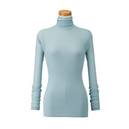 【天使の綿シフォン】ハイネック長袖（1重袖）セイジグリーン