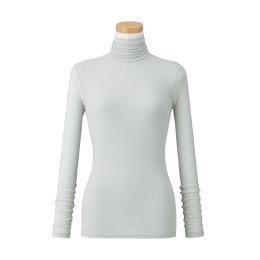 【天使の綿シフォン】ハイネック長袖（1重袖）フロストシルバー